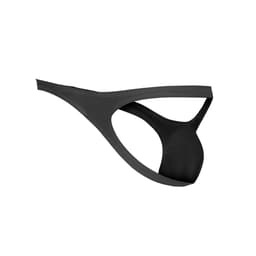 Cut4Men Low-Rise-String mit Bulge-Effekt in Schwarz, seitliche Ansicht im Ganzen