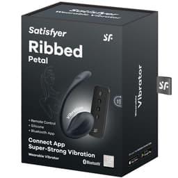 Satisfyer Ribbed Petal Vibrator, Rückansicht vor neutralem Hintergrund fotografiert