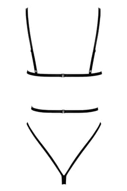 Kissable Stringbody in Schwarz, Detailaufnahme des Hakenverschlusses auf der Rückseite