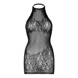 Leg Avenue Minikleid mit Strassbesatz, Spitzen- und Netzstruktur in Nahaufnahme