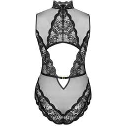 Livco Corsetti Sagen Body in Schwarz, Ansicht von schräg vorne mit Blick auf die Taille