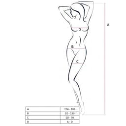 Passion BS049 Netz-Bodystocking mit Stickerei getragen von vorn, Stickerei im Netz sichtbar
