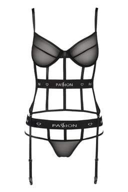 Passion Devil Collection Corsage in Schwarz, Gesamtansicht von vorn