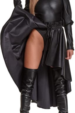 Demoniq Black Rose Rock, Nahaufnahme des elastischen Kunstleders