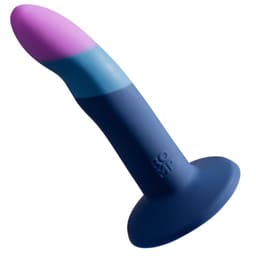 ROMP Piccolo Dildo im dreifarbigen Design von der Seite fotografiert