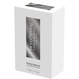 PheroStrong Pheromon-Duftkonzentrat für Ihn, parfümfrei, 7,5 ml, Verschluss und Etikett in Nahaufnahme