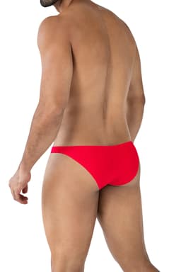 Cut4Men Low Rise Bulge Brief in Scarlet, Rückenansicht mit Blick auf den Zuschnitt