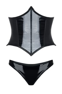 Demoniq Cindy Corsage in schwarz, Rückansicht mit Verschlussdetail