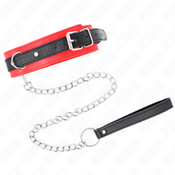 Kink Basismodell 3 rotes Halsband mit Leine, das rote Band in der Detailaufnahme