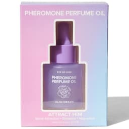 Eye of Love Bloom Lilac Dream Pheromon-Parfumöl, Flakon mit Etikett von der Seite