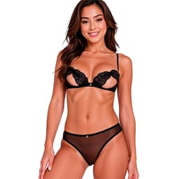 Passion Intimari Dessous-Set in Rosa, offener BH und Netzhöschen komplett