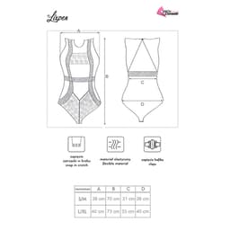 Livco Corsetti Lixpen transparenter Body mit Spitzeneinsätzen, Rückansicht am Model mit Blick auf die Verarbeitung