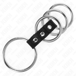 Kink Penisring-Set flach ausgelegt, Ringgrößen von 3,7 bis 5 cm sichtbar