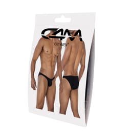 Cut4Men Low-Rise-Slip mit Bulge-Effekt, Farbvariante Schwarz, Detailansicht des Bulge-Bereichs