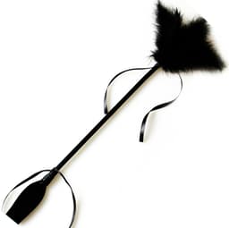 Secretplay Whip & Tickle, Detailaufnahme des Federendes und des flachen Paddels