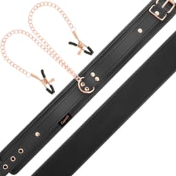 Coquette Chic Desire Fantasy Bondage-Set mit Halsband, Klemmen und Leine ausgelegt