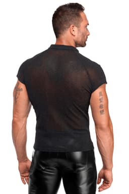 Noir Handmade Poloshirt, Detailansicht des Dreiknopfverschlusses