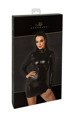 Noir Handmade Wetlook-Minikleid in Schwarz, Verpackung in der zugehörigen Hochglanzbox