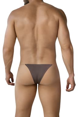 Cut4Men Seamless Kini Brief Slip in Mokka, Ansicht von der Seite mit Detail auf Material und Logo