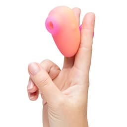 ROMP Kiss kompakter Klitoris-Druckwellenvibrator, Seitenansicht mit ergonomisch geformtem Griff
