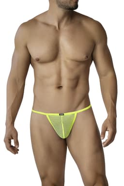 Cut4Men Mesh G-String in Gelb, Gesamtansicht der Herrenunterwäsche von vorn