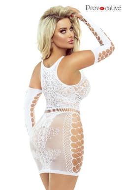 Provocative PR1530 Netzkleid, Rückenansicht, in scharfer Studioaufnahme