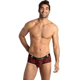 Anais Men Tribal Kurzslip in Rot mit ausdrucksstarkem Animal-Print, Gesamtansicht vorne