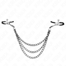 Kink Nippelklemmen mit drei Ketten in Schwarz vollständig ausgelegt