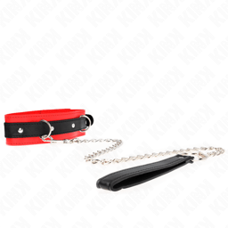 Kink Basismodell 3 rotes Halsband mit Leine, Schnallenverschluss und Verstellbereich im Detail