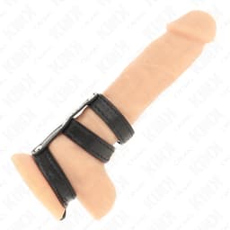 Druckknopfverschluss des Kink Dreifach-Lederrings in der Nahaufnahme