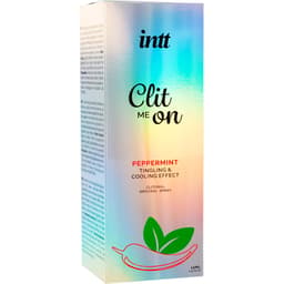 Faltschachtel des INTT Clit me On Pfefferminz Sprays mit Produktinfos