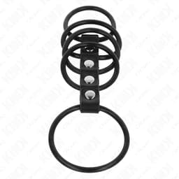 Kink Silikon-Penisring-Set flach ausgelegt, Größen von 3,8 bis 4,8 cm im Vergleich