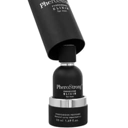 Verpackung des PheroStrong Pheromone Elixir for Men mit Markenschriftzug