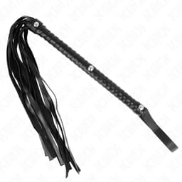 Kink Peitsche mit langem Griff, Griff und Riemenansatz in der Detailaufnahme