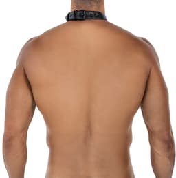 Cut4Men Body-Harness in Schwarz, Detailaufnahme des trennbaren mittleren Gurts
