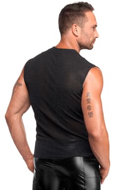 Noir Handmade Tank Top, Detailansicht des transparenten Tüll-Materials
