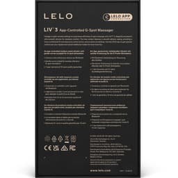 Verpackung des Lelo Liv 3 G-Punkt-Stimulators in natürlichem Licht fotografiert