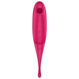 Satisfyer Twirling Pro Druckwellenvibrator aus medizinischem Silikon am magnetischen USB-Ladekabel beim Aufladen