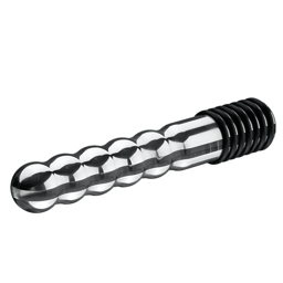ElectraStim Wave Metalldildo von der Seite mit Isolierringen im Detail