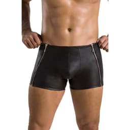 Passion 049 Matt Boxershorts in Schwarz, Ansicht von schräg vorne im Detail
