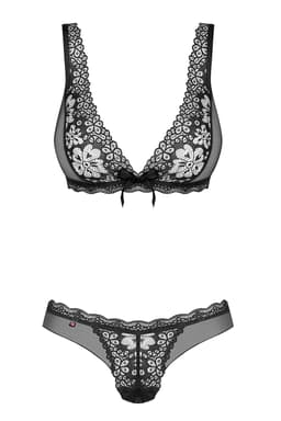 Obsessive Dessous-Set, Nahaufnahme des transparenten Netzmaterials mit Spitze