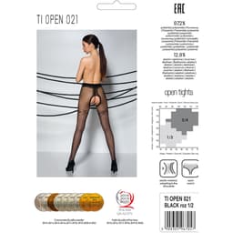 Passion Tiopen 021 Ouvert-Strumpfhose in Schwarz, seitliche Ansicht mit Blick auf den Hüftverlauf