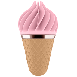 Satisfyer Sweet Treat Spinnator in Rosa, Gesamtansicht mit rotierenden Silikonrippen