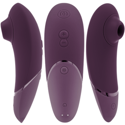 Womanizer Next Klitorisstimulator mit 3D Pleasure Air in Dunkellila, Seitenansicht mit ergonomisch geformtem Griff