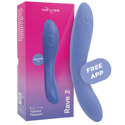 We-Vibe Rave 2 G-Punkt-Vibrator in Blau, Gesamtansicht in natürlichem Licht fotografiert
