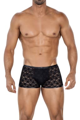 Cut4Men Boxershorts (Trunk) aus Spitze in Schwarz, am Körper getragen fotografiert