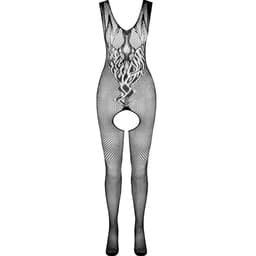 Passion BS098 Bodystocking aus Netz mit Spitze flach liegend, komplette Schnittform erkennbar