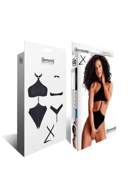 Verpackung des Demoniq LadyX Nita Ouvert-Body in der Hochglanzbox