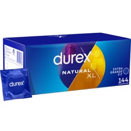 Durex Extra Large XL Kondome, Vorratskarton mit 144 Stück in der Gesamtansicht