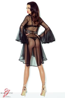 Demoniq Cassandra Kimono, Rückenansicht mit Bindeband – Dessous-Reizwäsche für Damen
